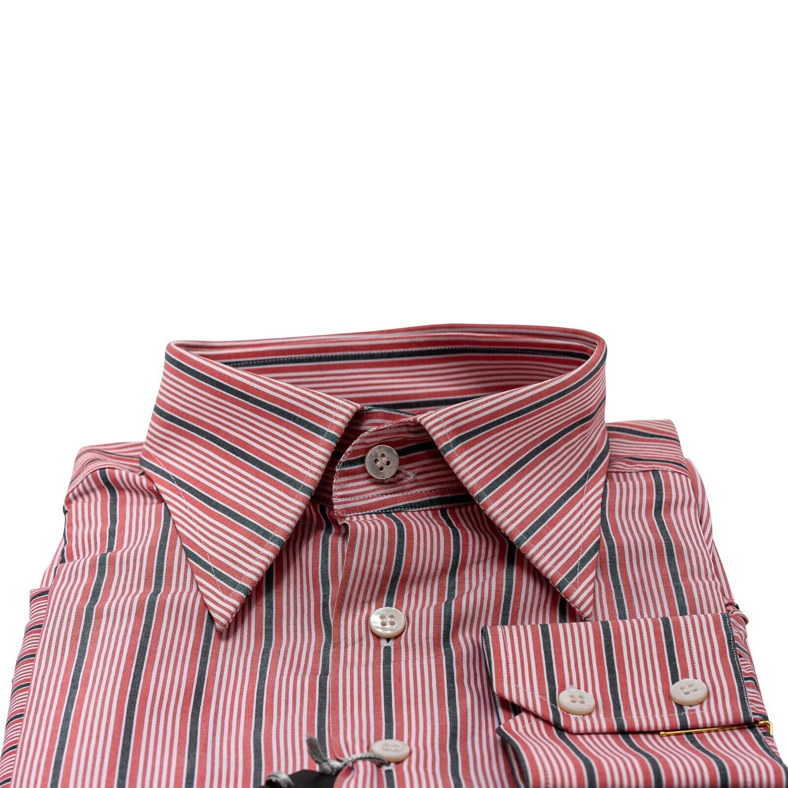690$ LUXURY GERLIN Shirt Striped Red "Vesuvio" Cotton 16 - 41 5F BIJAN