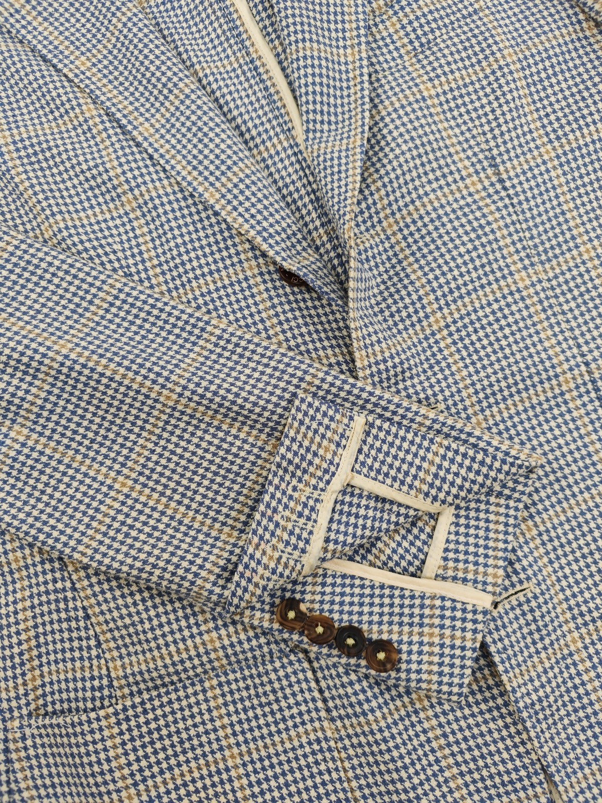 $1750 RUBINACCI NAPOLI Blue Checks Jacket Sport Coat 100% Linen 38 US / 48 EU