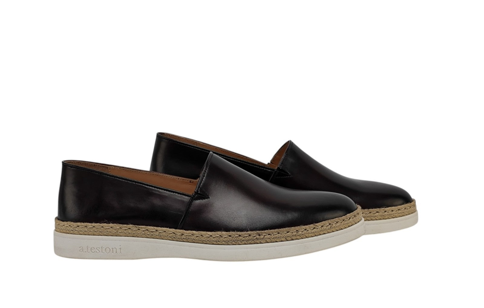 900$ TESTONI Espadrillas Sneaker Shoes Lux Calf Cigar 8 UK / 9 US / 42 IT