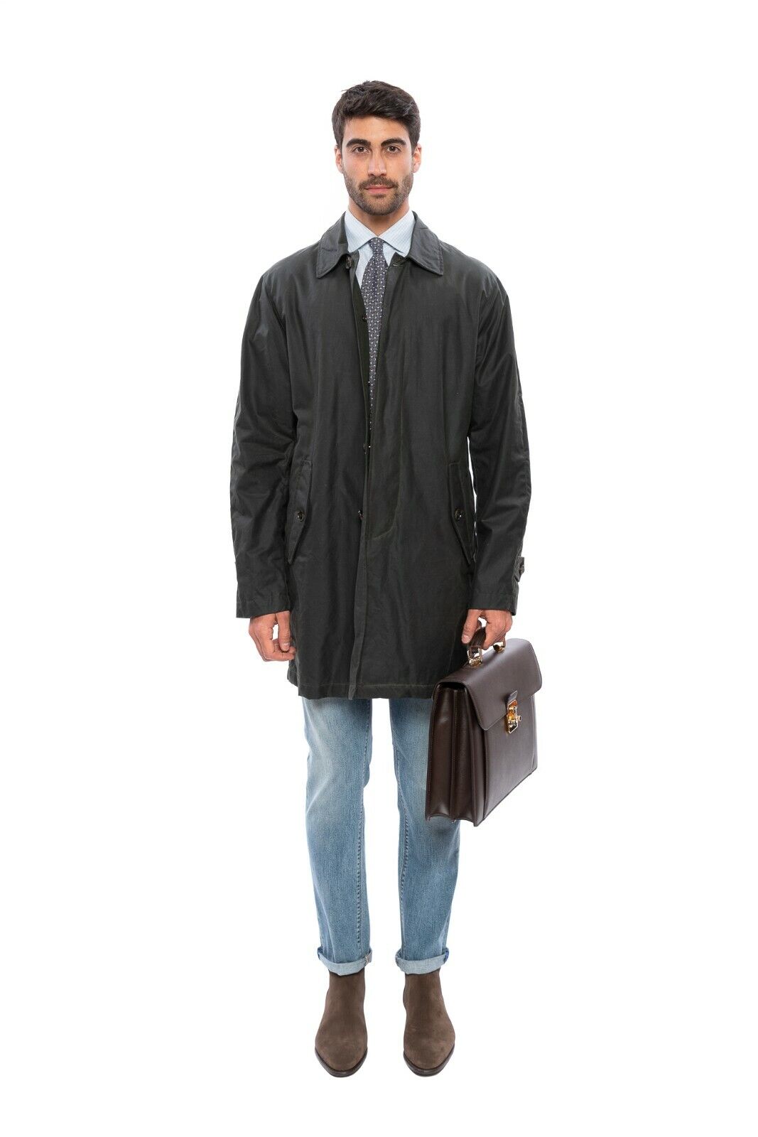 720$ BARACUTA G10 Winter Trench Coat Green Wax Cotton by Stevensons of Scotland