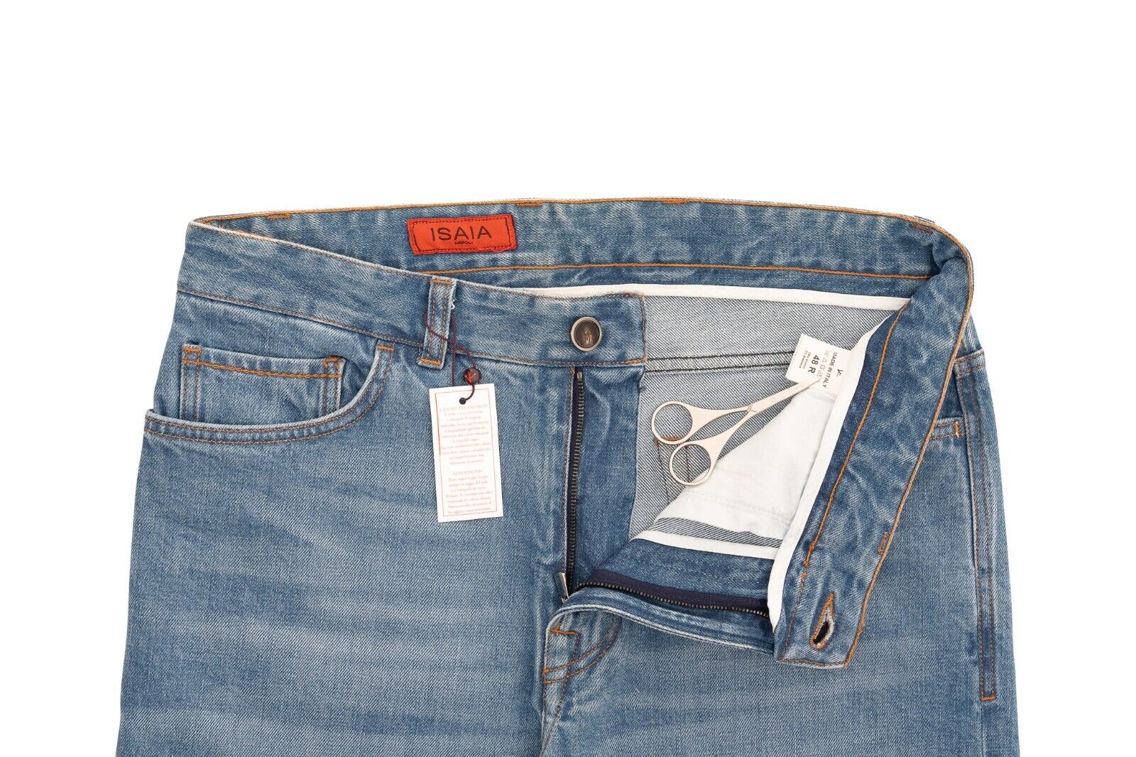 690$ ISAIA NAPOLI Blue Denim Jeans Trousers Pant Cotton 32 US / 48 EU 1A