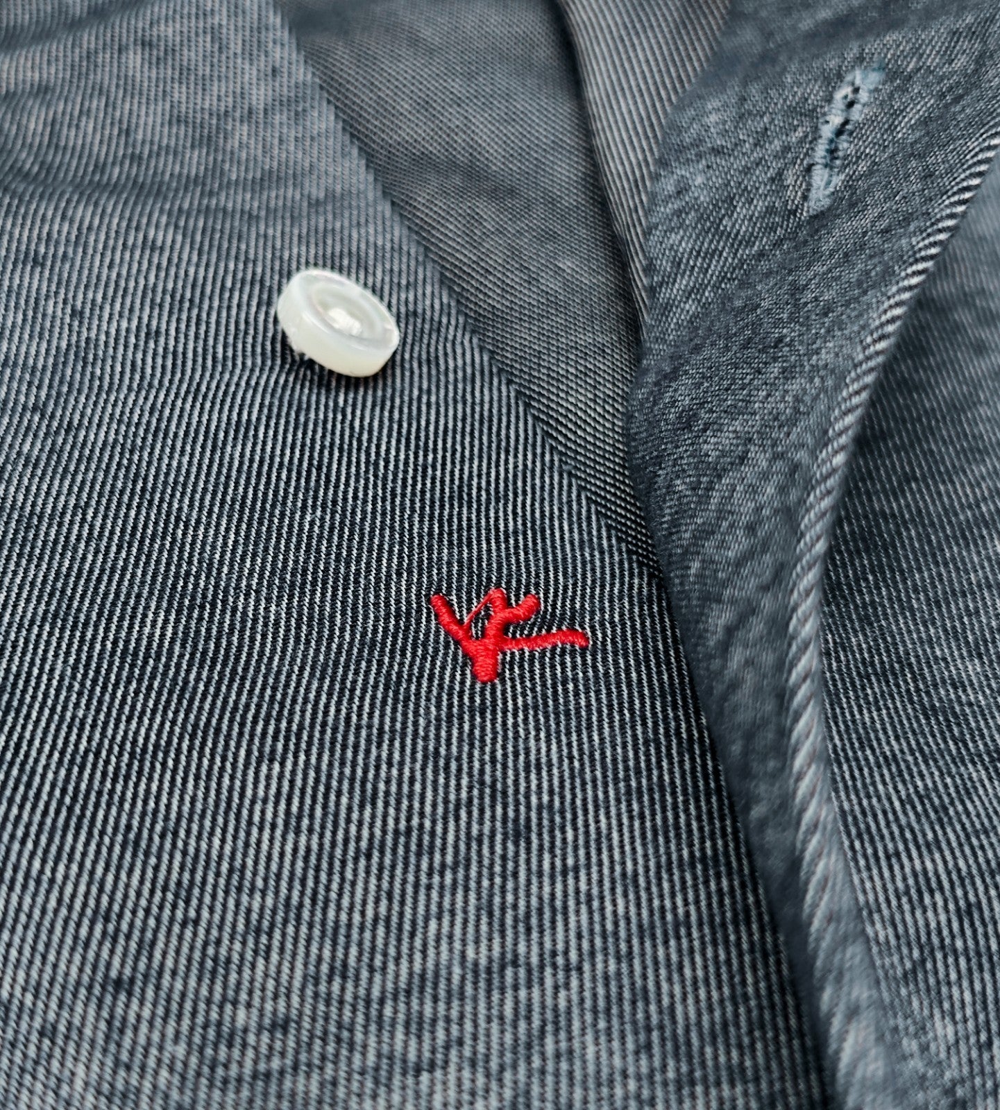 780$ ISAIA NAPOLI "Mix" Blue Dress Shirt Hand-Sewn Twill Cotton - Silk