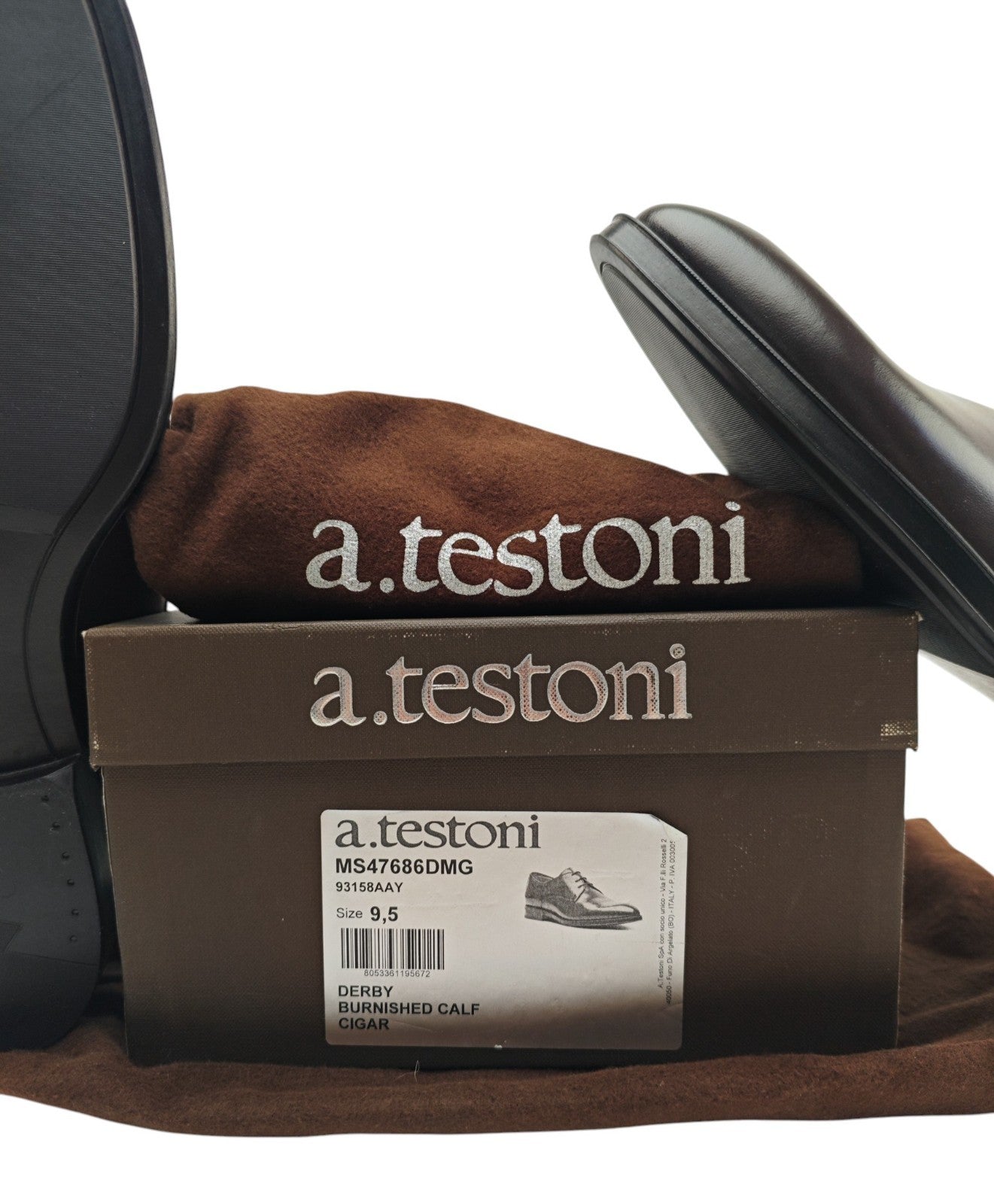 $1250 TESTONI BOLOGNA Derby Shoes Burnished Calf Cigar Brown