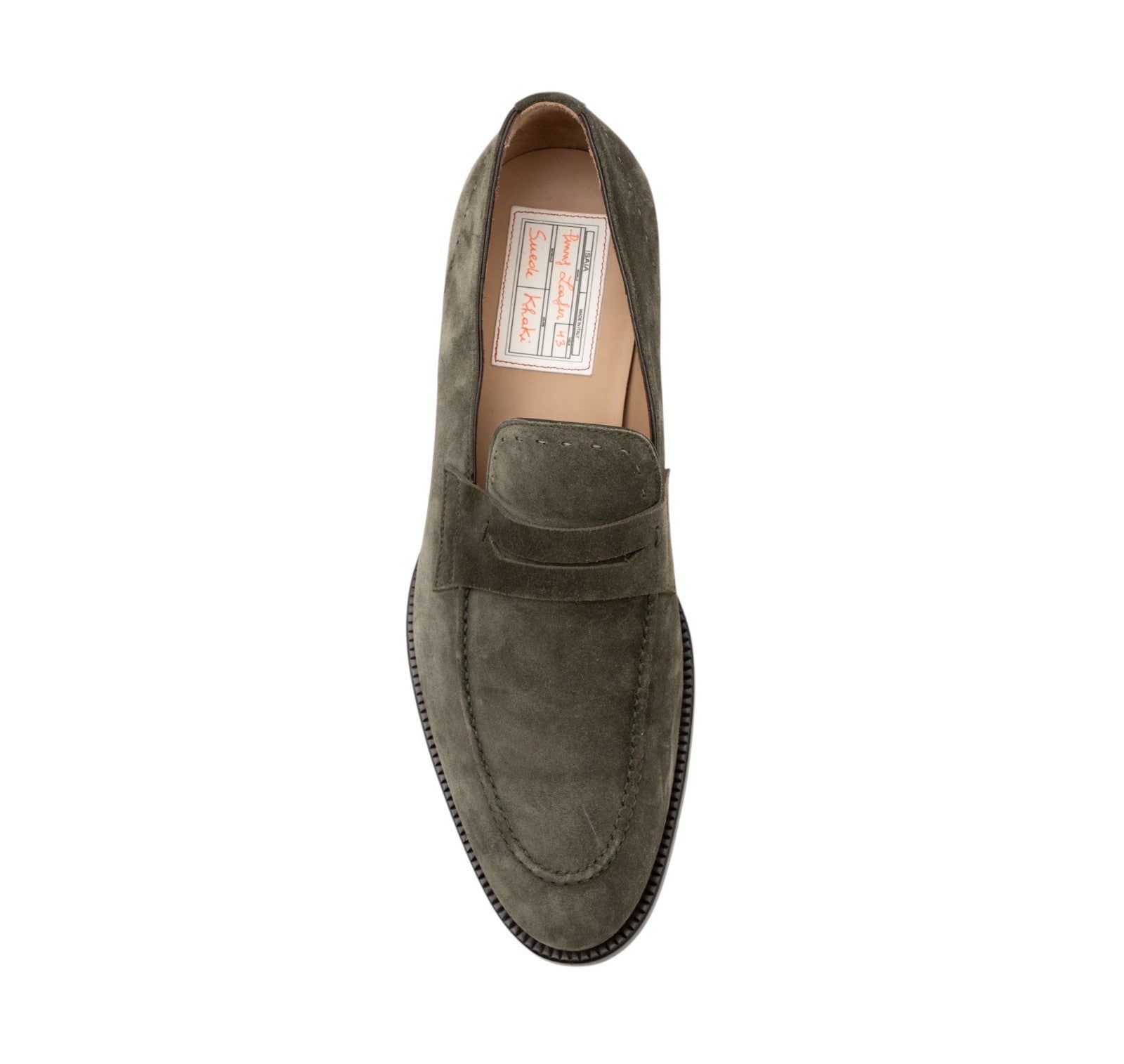 ISAIA NAPOLI Green Suede Penny Loafer Shoes Leather Sole 9 UK / 10 US / 43 IT