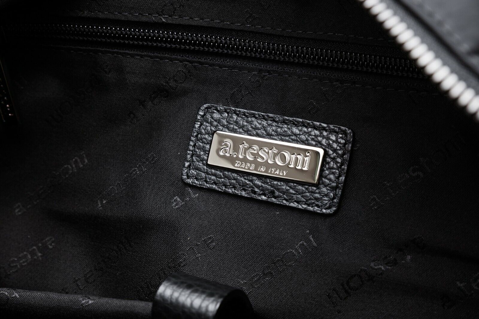 $629 a.Testoni Bologna Pc Case / Backpack Black Karibu Calf + Fabric Luxury