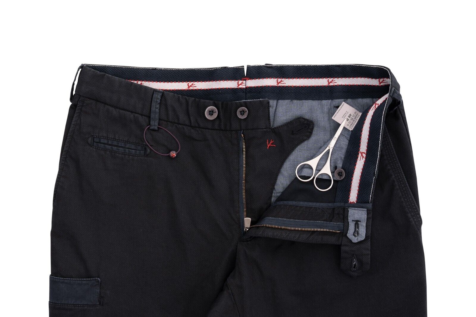 690$ ISAIA NAPOLI Blue Navy Cargo Trousers Pant Gabardine Cotton 32 US / 48 EU