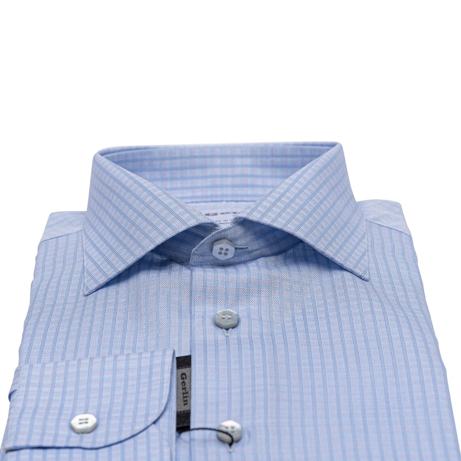 690$ LUXURY GERLIN Shirt Blue ALUMO TWILL Cotton 16 - 41 1U BIJAN