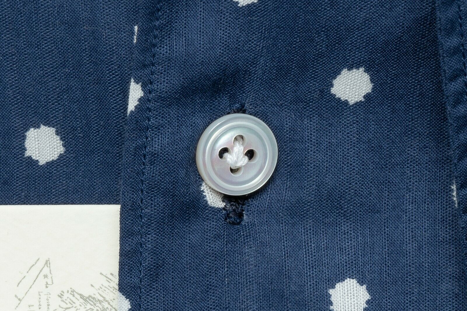 350$ BELVEST by FINAMORE Blue Geometric Camp Collar Shirt 7 Passages Hand-Sewn