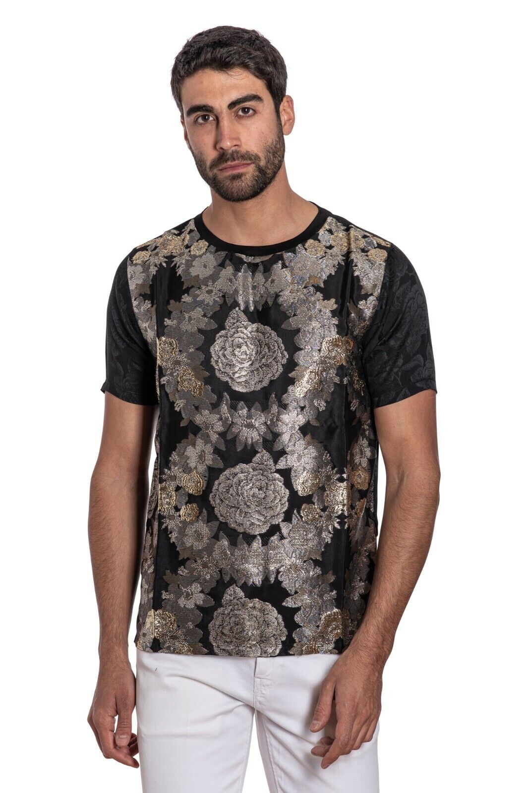 LUXURY 2900$ GERLIN T-Shirt REAL GOLD THREADS 24 karat 100% Silk - ZILLI