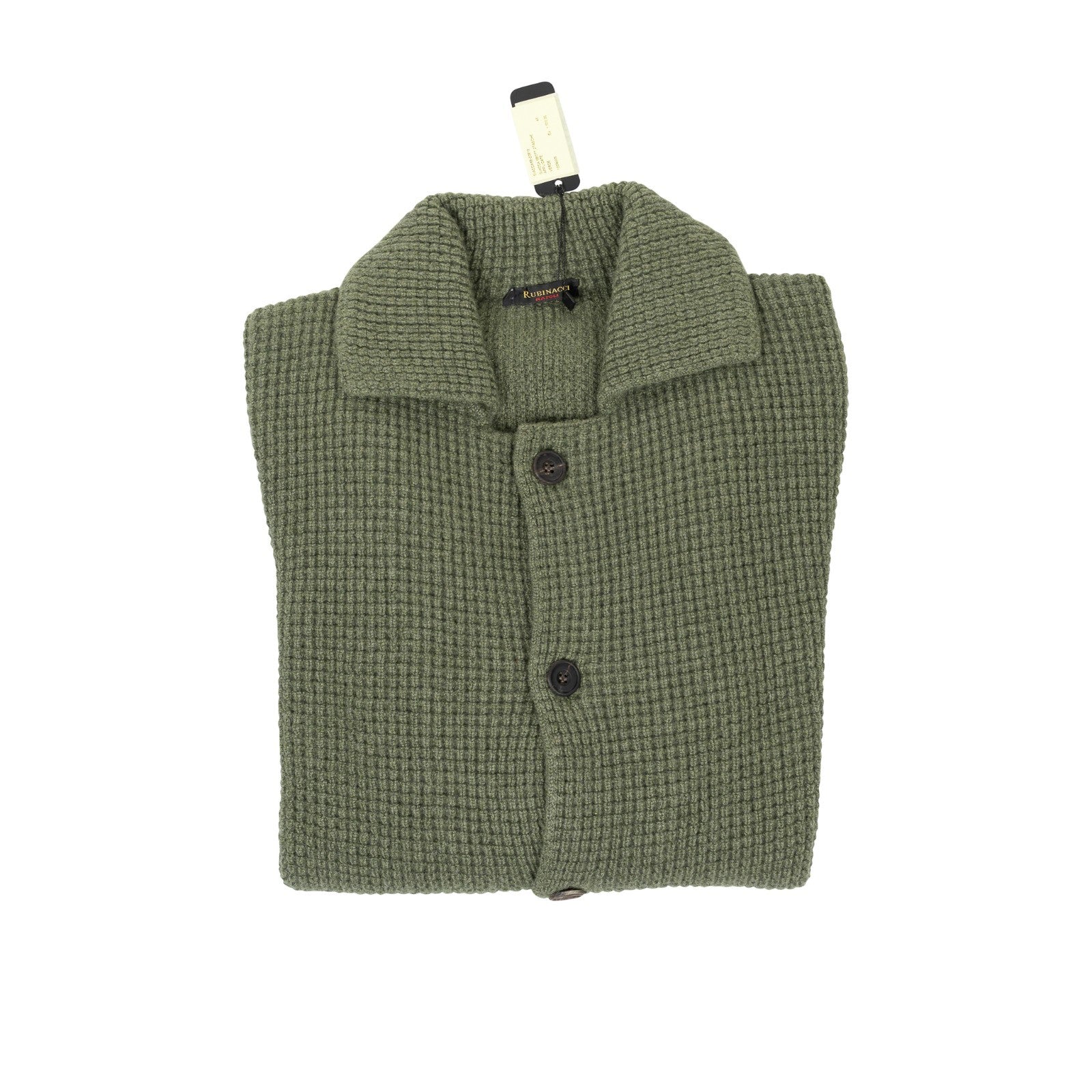 $1750 RUBINACCI NAPOLI Cardigan Jacket 100% Ribbed Cashmere Green