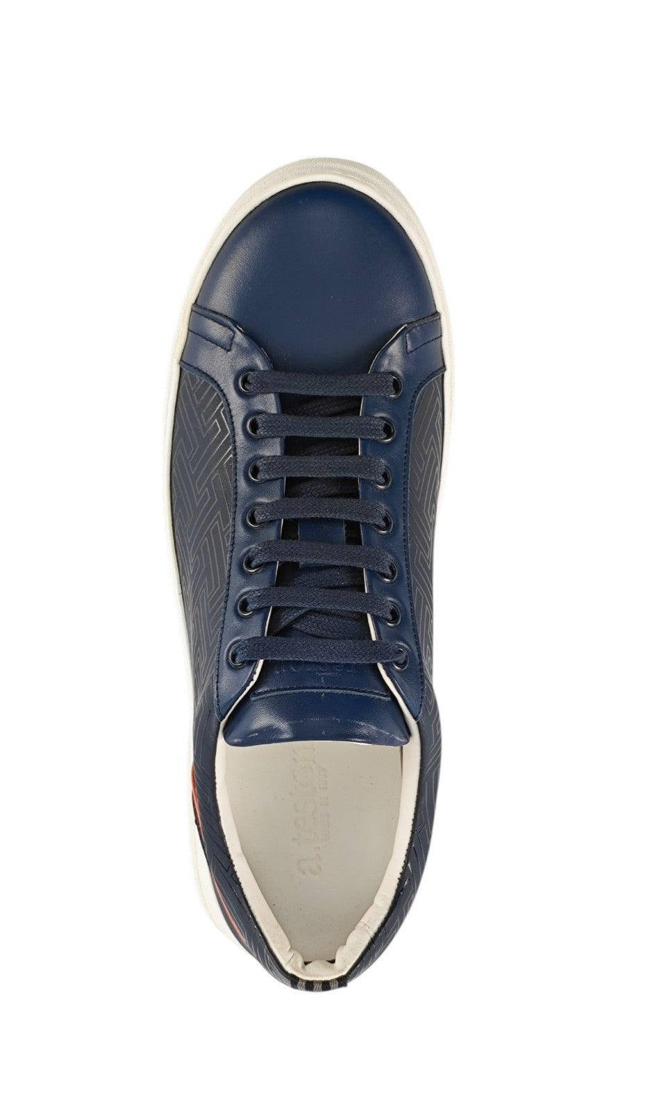 700$ TESTONI Sneaker Weaving Calf Navy Blue & Orange 8 UK / 9 US / 42 IT
