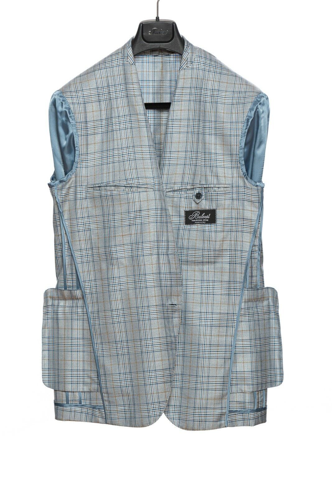 2450$ BELVEST Blue Glen Plaid Wool Silk Sartorial Jacket Blazer 40 US / 50 EU 7R