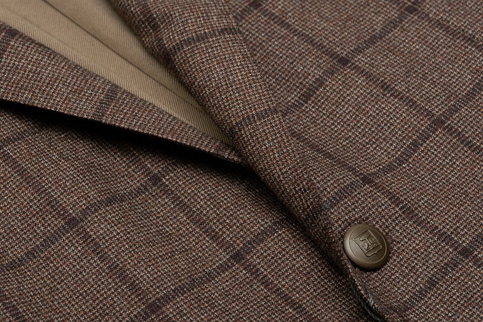 1150$ CORNELIANI Jacket Blazer Brown Checks Wool 130's + Leather 40 US / 50 EU