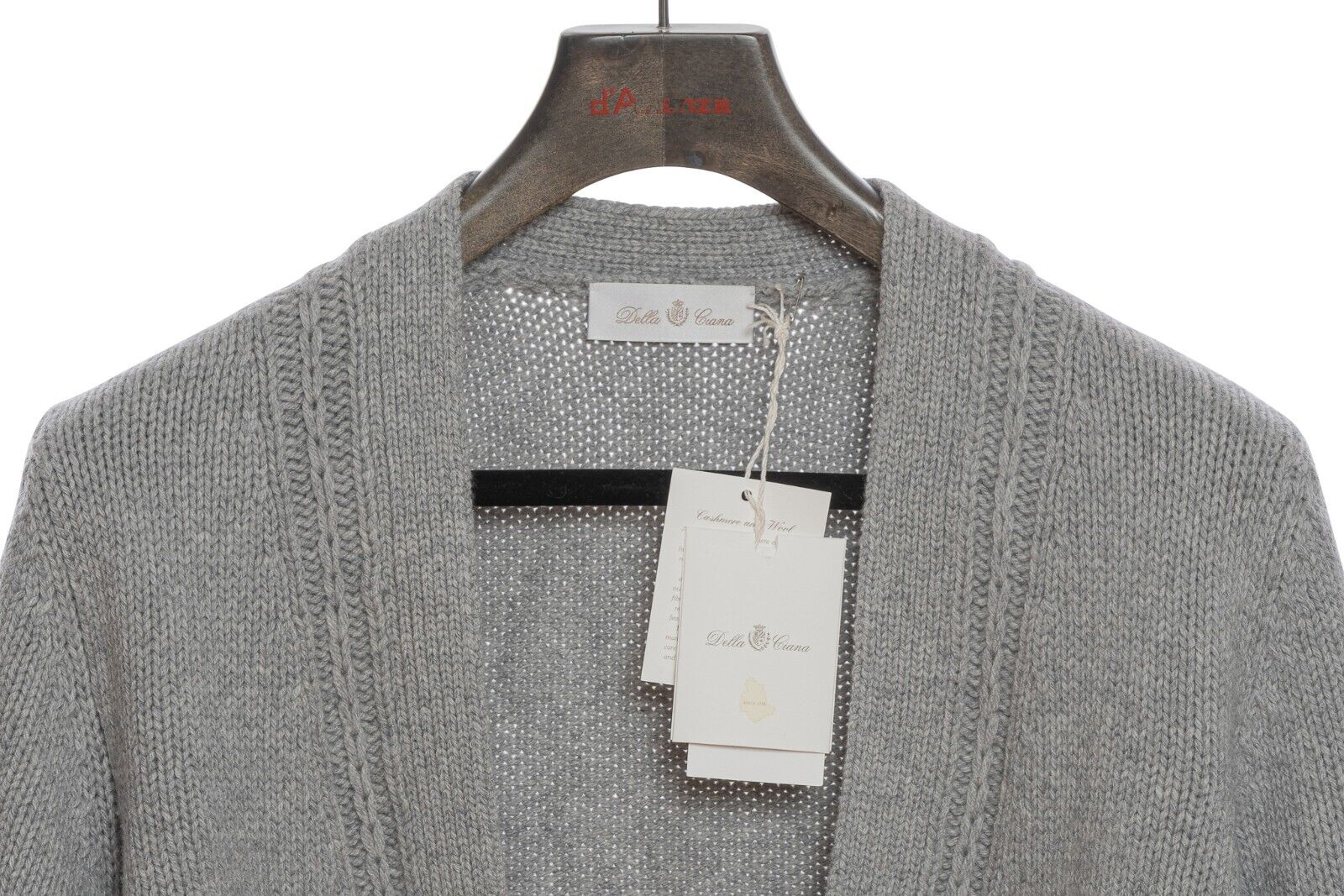 850$ DELLA CIANA CASHMERE Cardigan Thick Gray Wool Merinos Superior / Cashmere