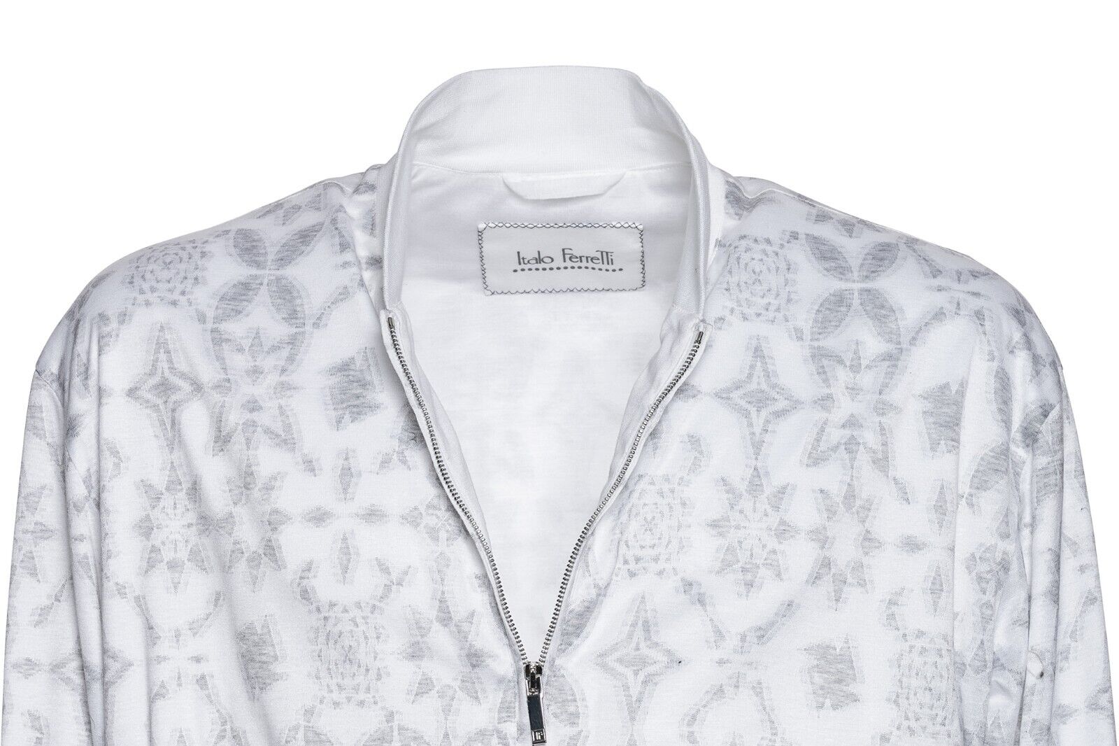 1300$ ITALO FERRETTI Bomber Jacket Jersey White 100% Cotton 44 US / 54 EU ZILLI
