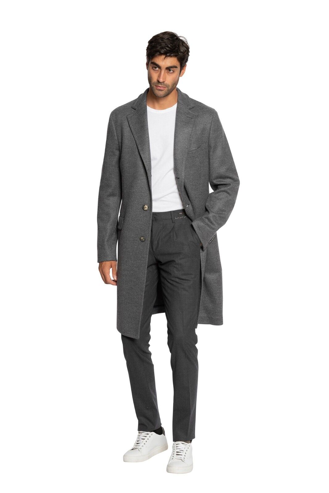 $1700 BOGLIOLI MILANO Single Breasted Dark Grey Long Coat Wool 40 US / 50 EU
