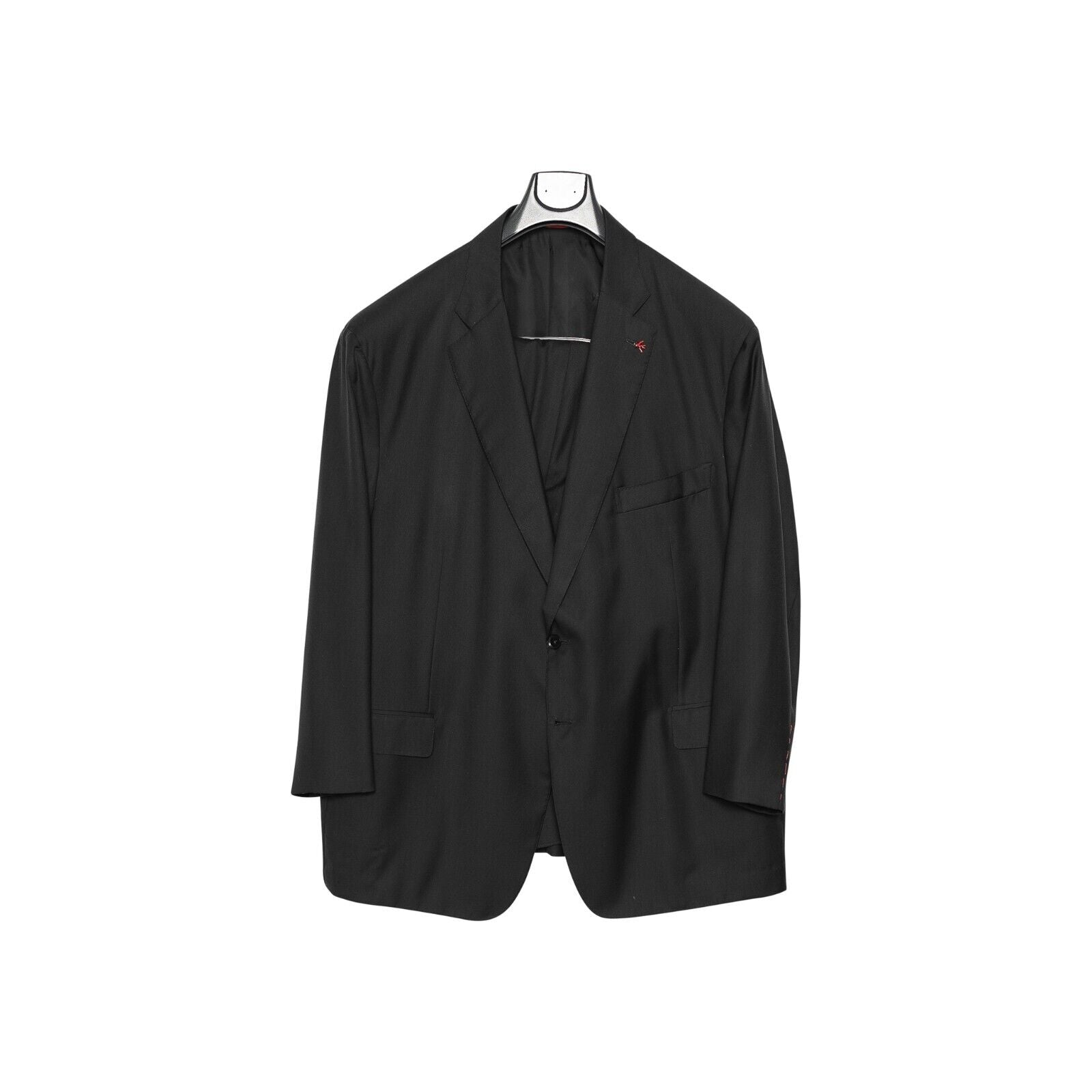 $5900 ISAIA "Made to Measure" Aquaspider Black Suit Wool 54 US / 64 EU