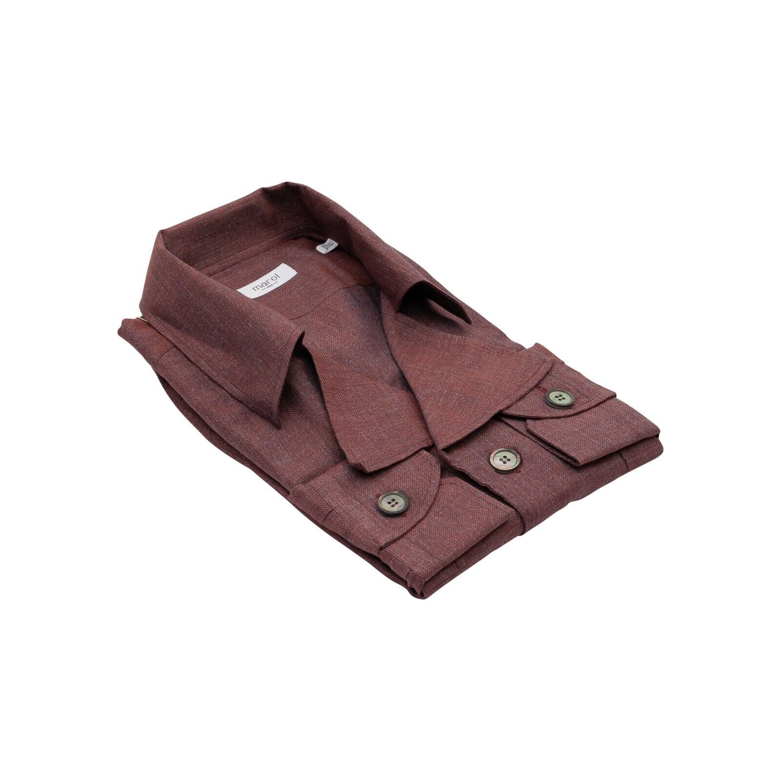 1400$ MAROL BOLOGNA Burgundy Sahariana Jacket Shirt 100% Irish Linen  15.75 - 40