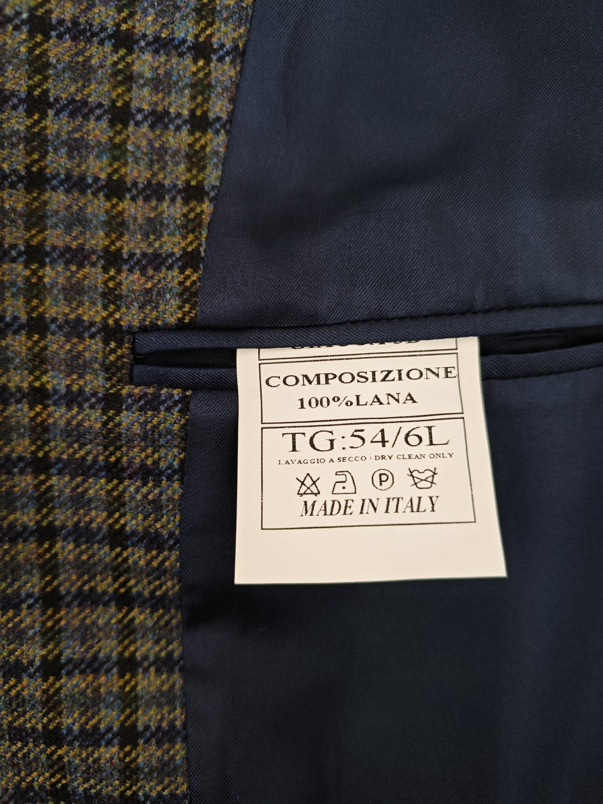 $1670 RUBINACCI NAPOLI Green Blue Checks Jacket Sport Coat Wool 44 US / 54 EU