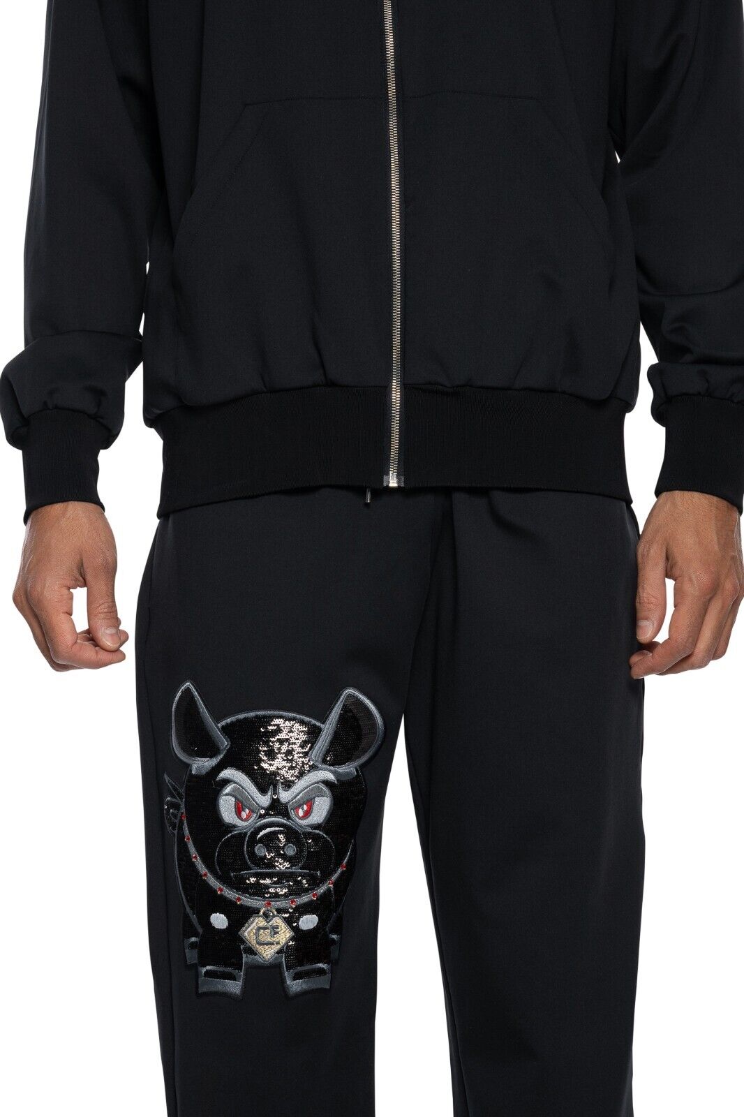 3500$ FABIO CAVIGLIA Tracksuit Jogging Suit "YEAR OF THE PIG" Silk Size XXL