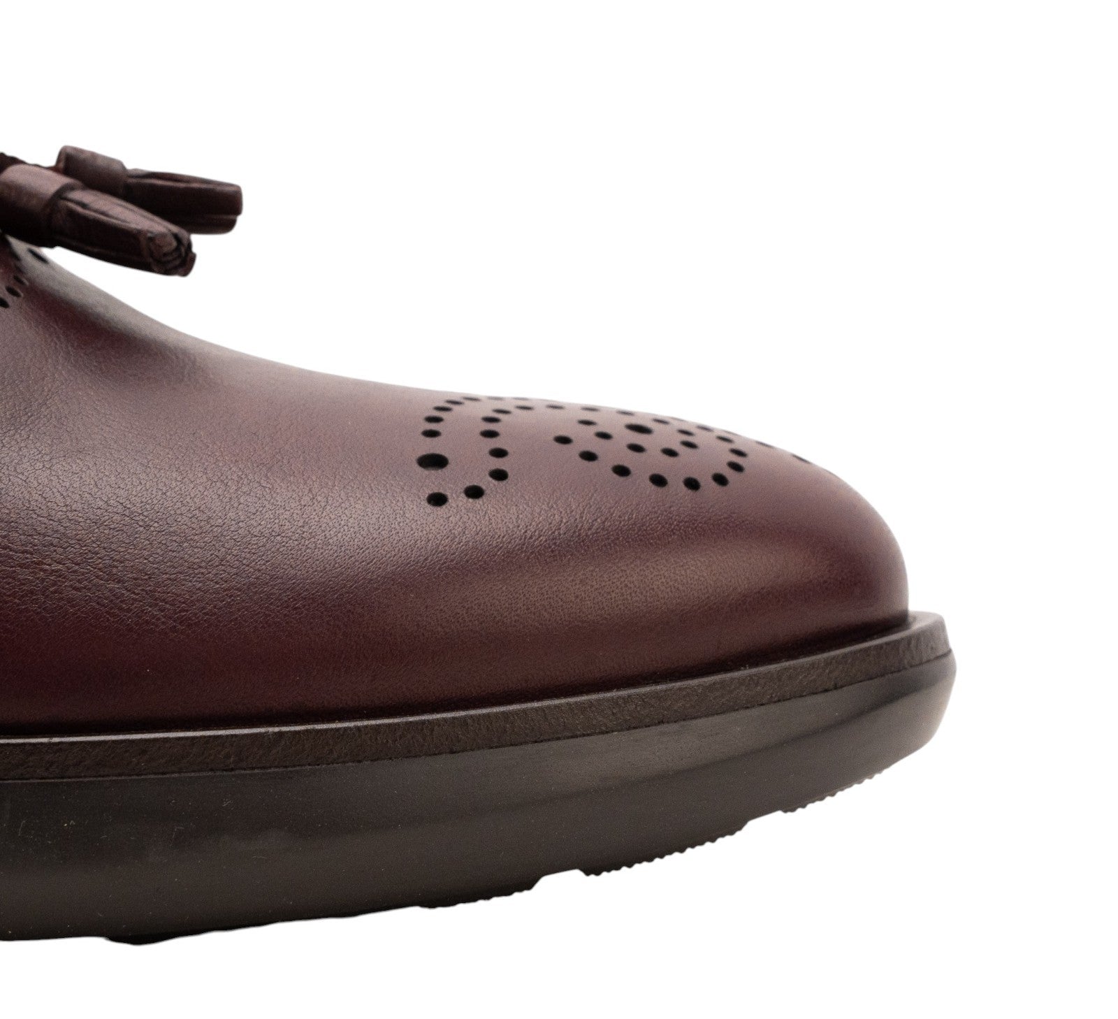 1020$ GIORGIO ARMANI Shoes Tassel Loafers Brogue Wine Leather 6 UK 7 US 40 IT