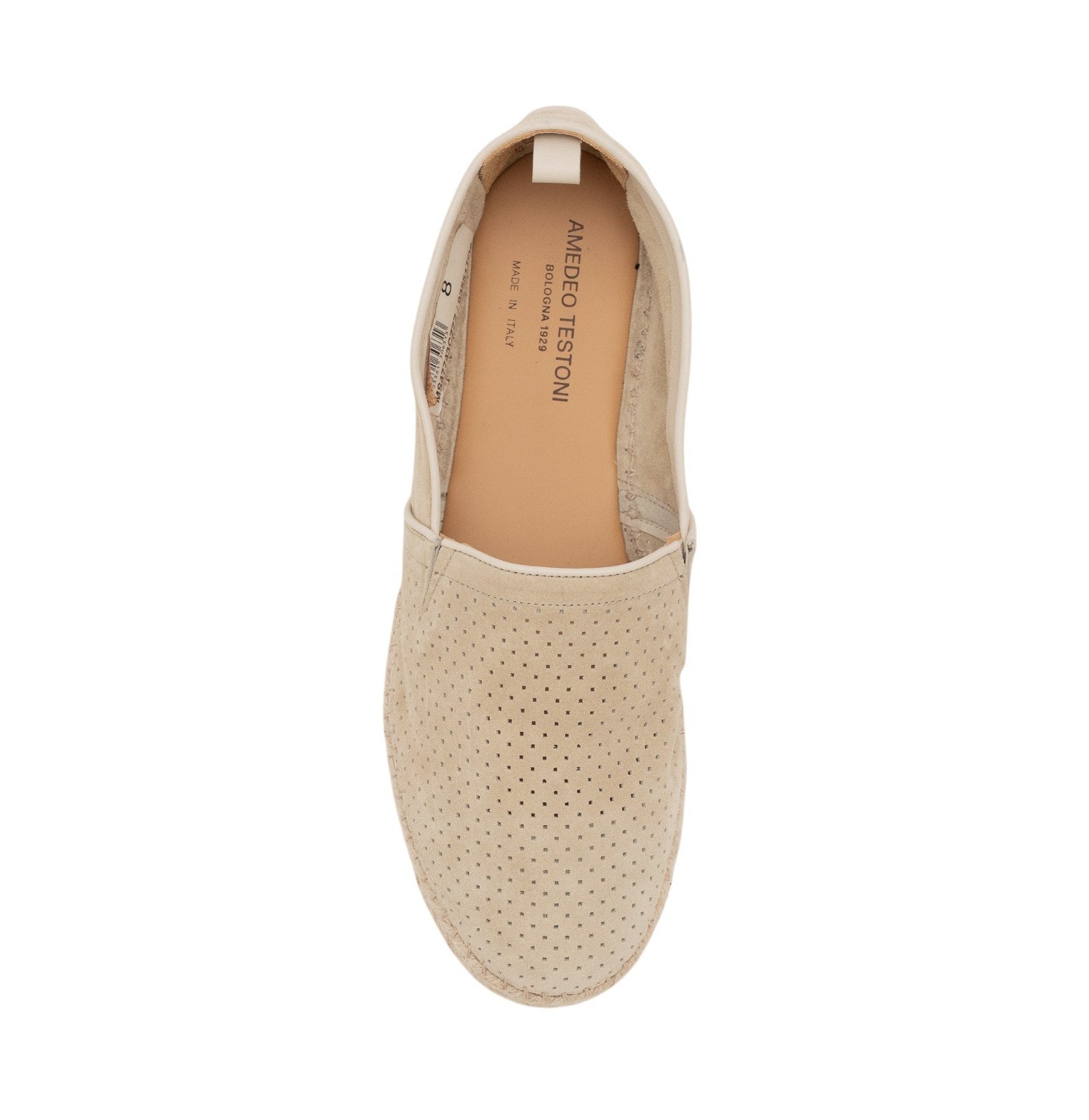 750$ TESTONI Espadrillas "Capri" Shoes Perf. Unlined Wheat 8 UK / 9 US / 42 IT