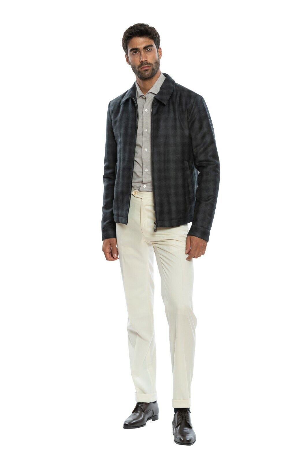 890$ CORNELIANI Coat Jacket Blouson Outwear Gray Pure Wool Padded 40 US / 50 EU