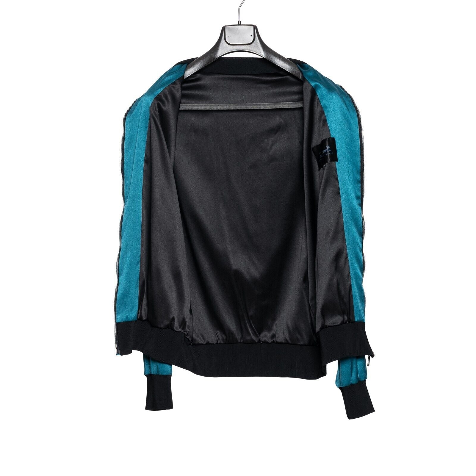 3500$ ITALO FERRETTI Tracksuit Jogging Suit Electric Blue 100% Silk Satin Size L
