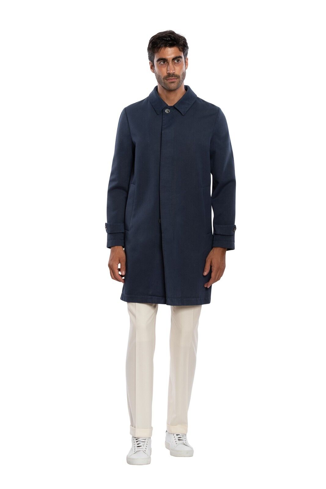 $1650 BOGLIOLI MILANO Blue "DUSTER" Coat Cotton Twill 40 US / 50 EU