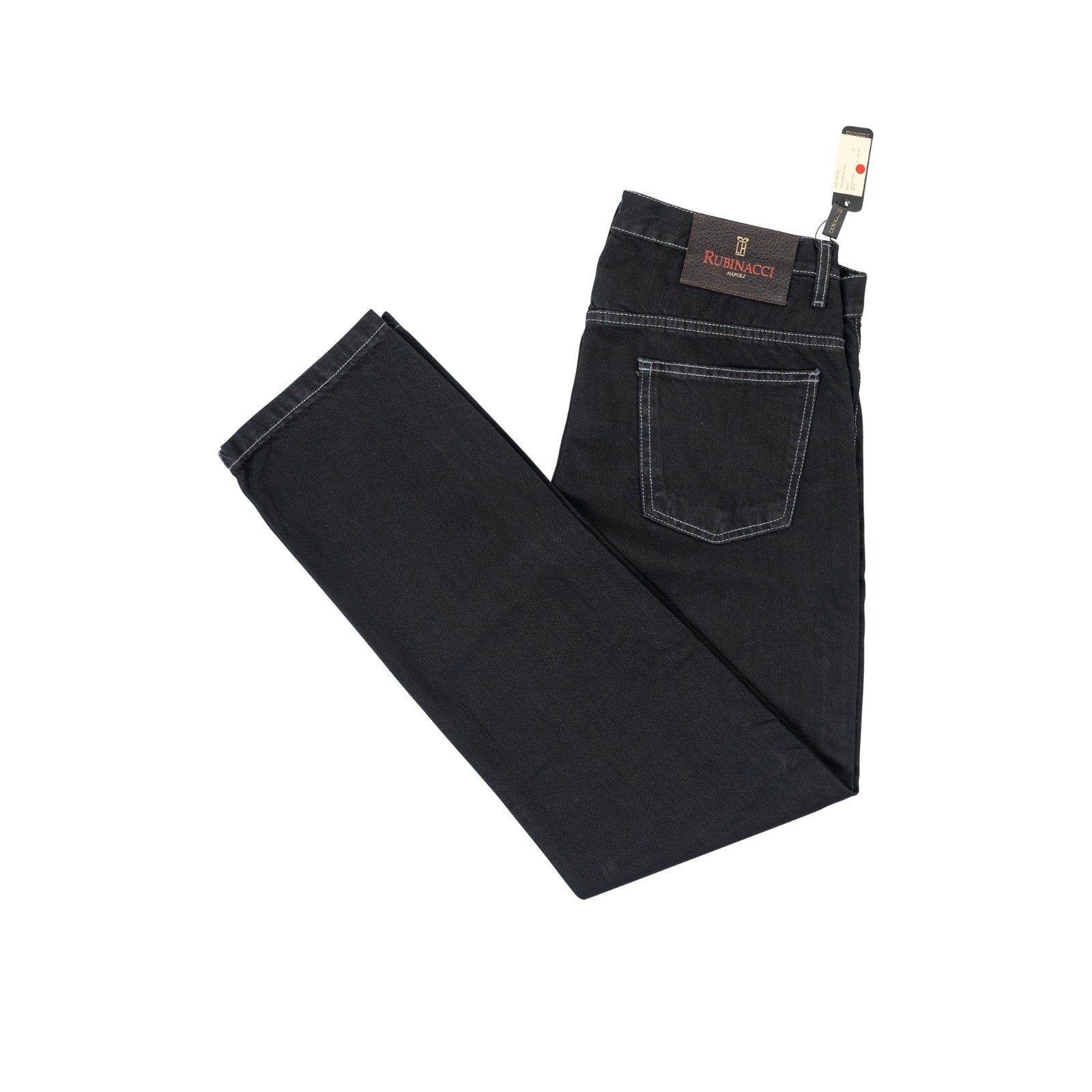 490$ RUBINACCI NAPOLI Black Denim Jeans Trousers Pant Cotton Regular Fit
