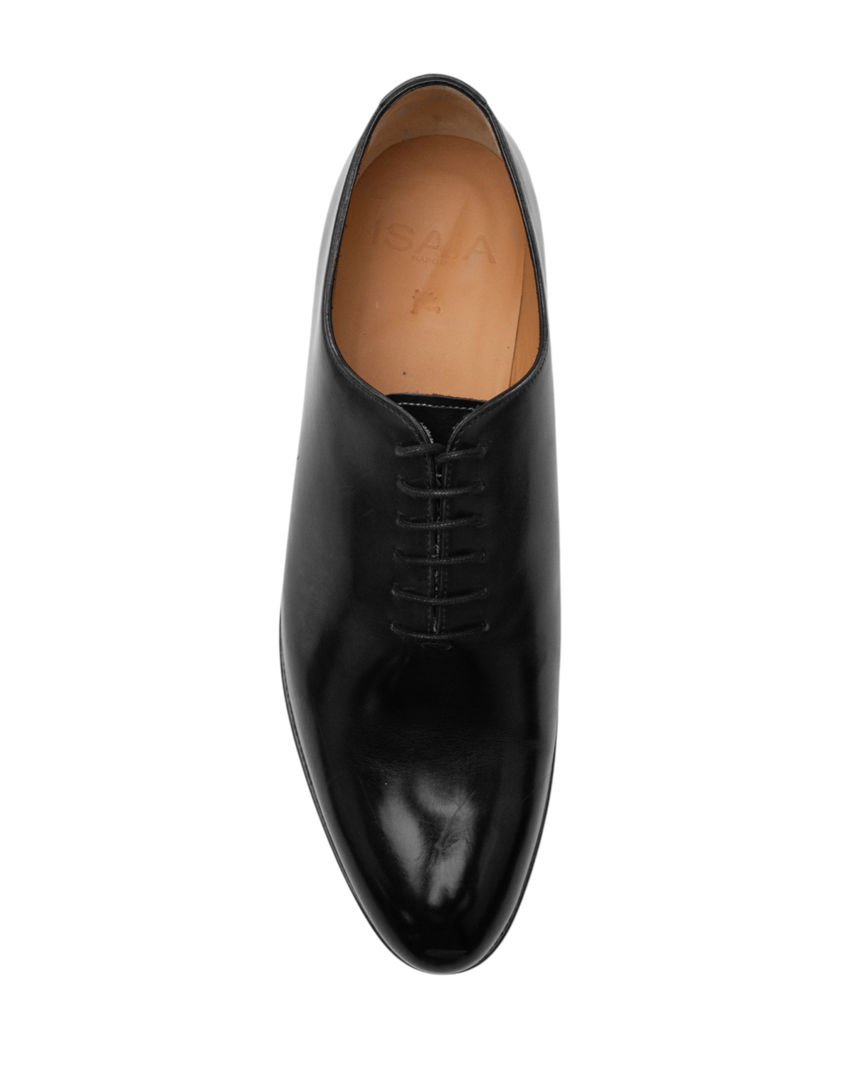$1350 ISAIA NAPOLI Oxford Shoes Handcrafted Goodyear Wholecut Black