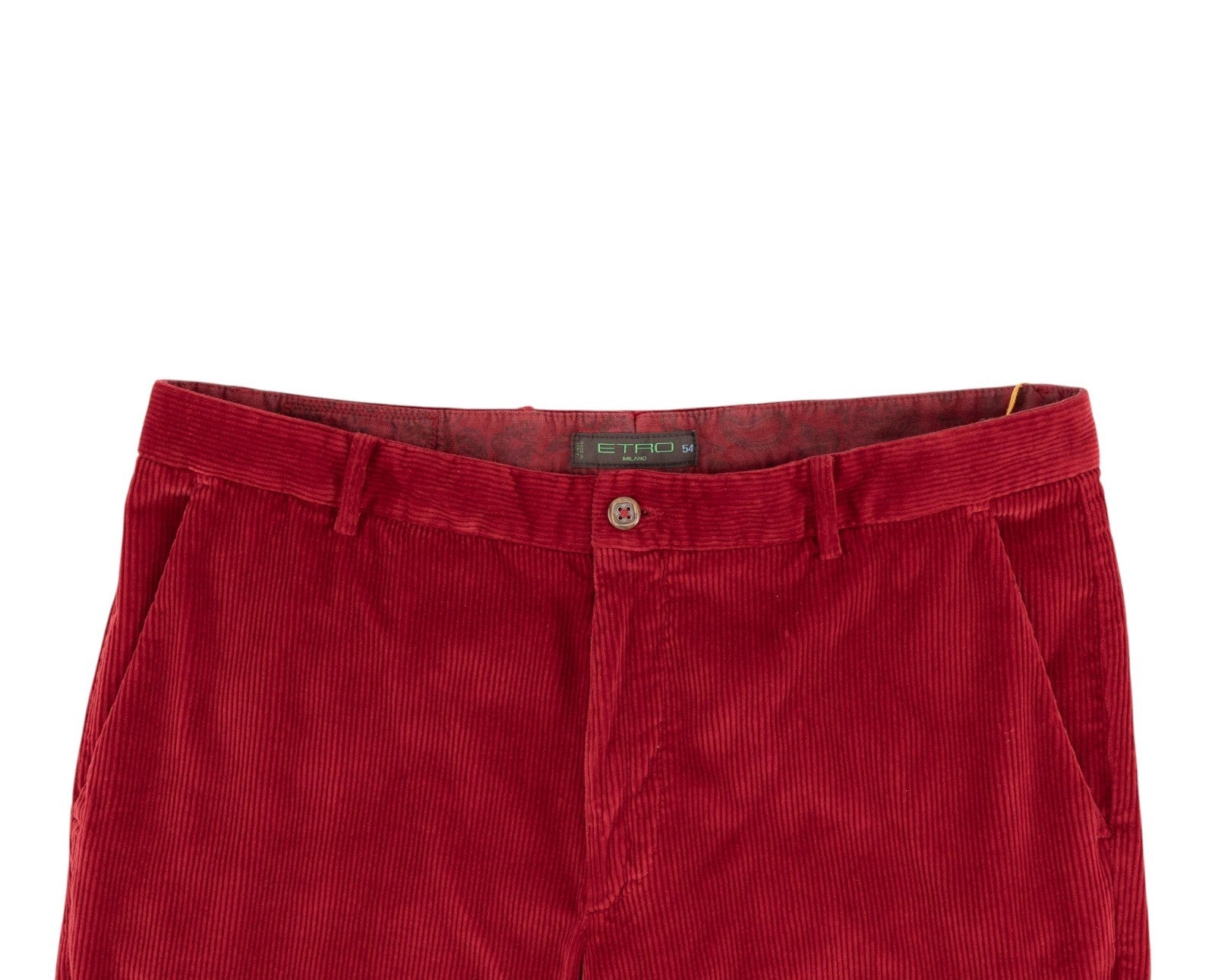 780$ ETRO MILANO Red Corduroy Cotton Pant Straight Leg 38 US / 54 EU