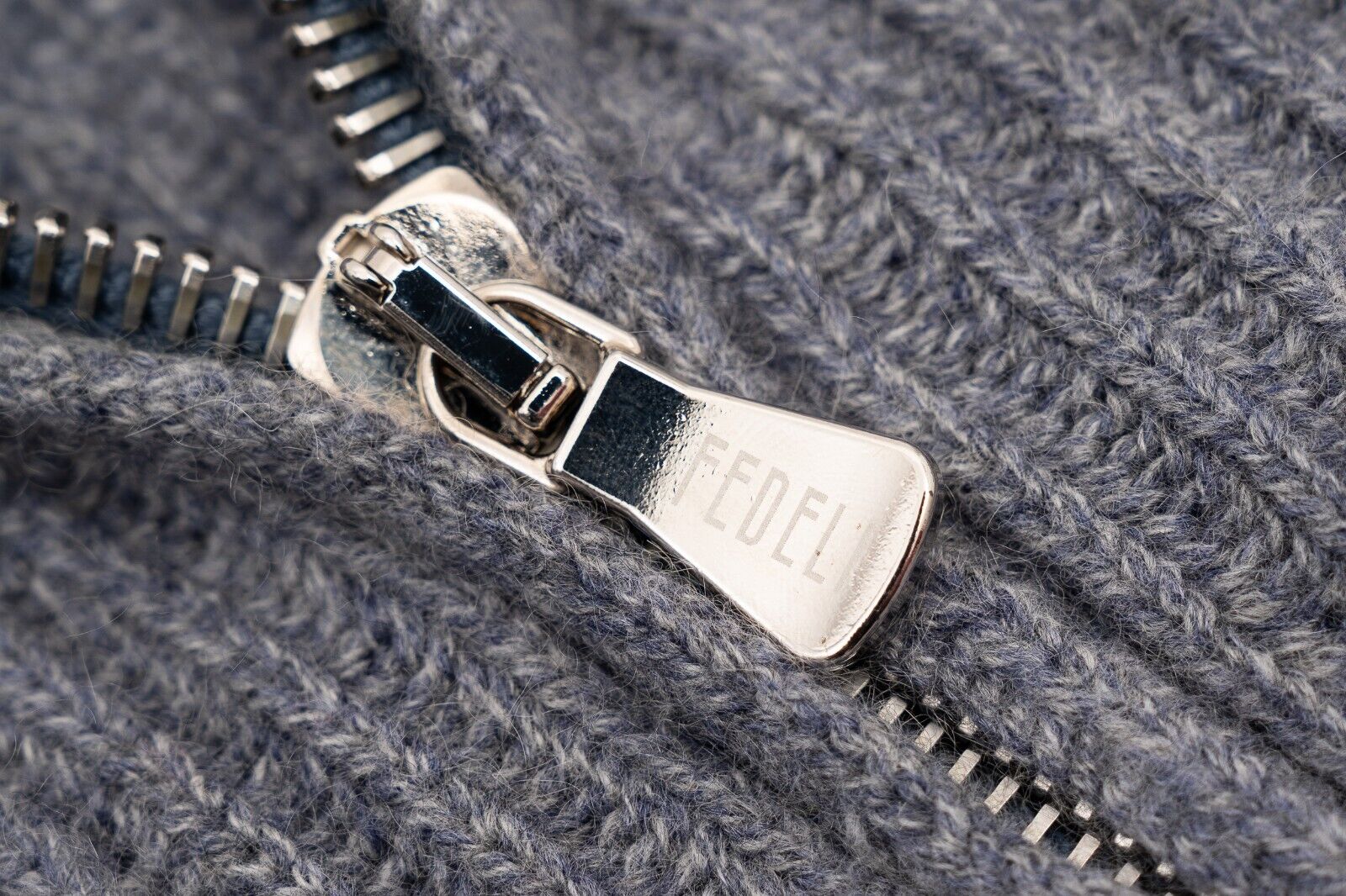 $2200 FEDELI Gray / Blue Cardigan Jacket Zip 100% Cashmere Malfilè 40 US / 50 EU