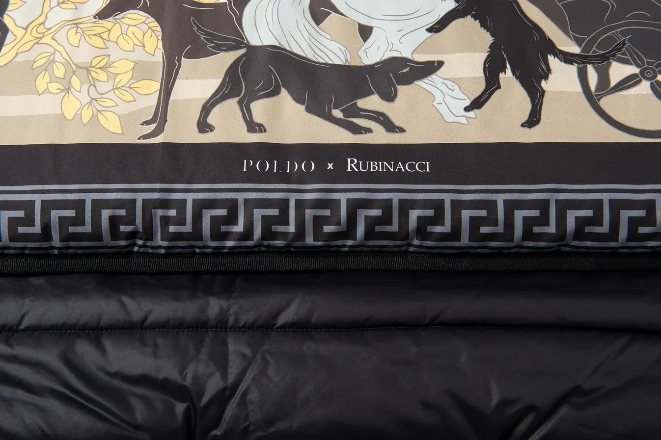 500$ POLDO X RUBINACCI NAPOLI PORTABLE BED Beige Teddy Fleece "La Greca" 70x50cm