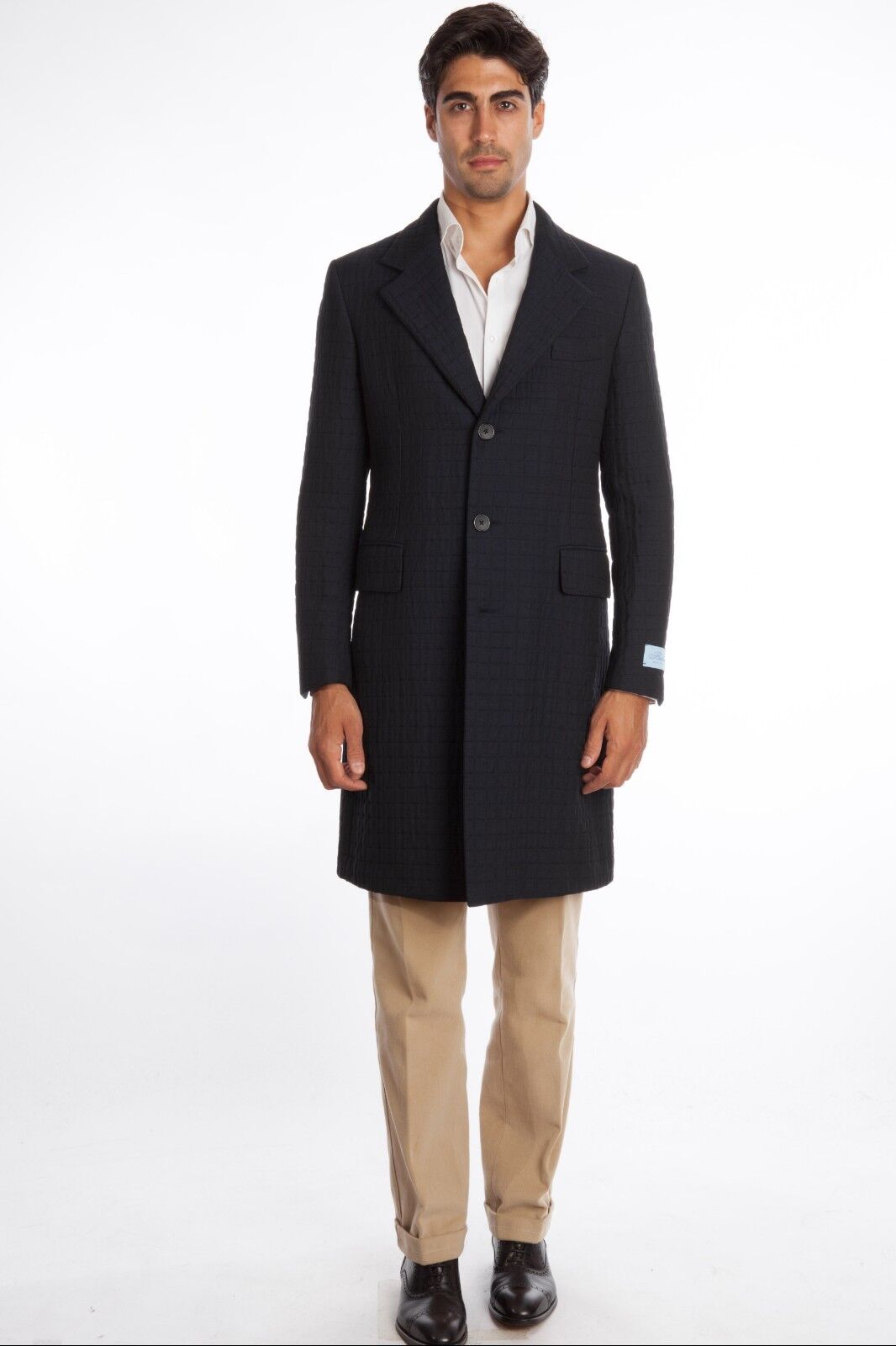 $2590 BELVEST Dark Blue Wool Quilted Coat 40 US / 50 EU Drop 8R Slim Fit