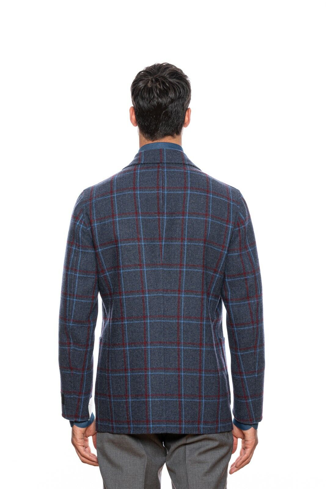 $2245 BELVEST Blue Flannel Wool REVERSIBLE Jacket Double Breasted 40 US 50 EU 8R