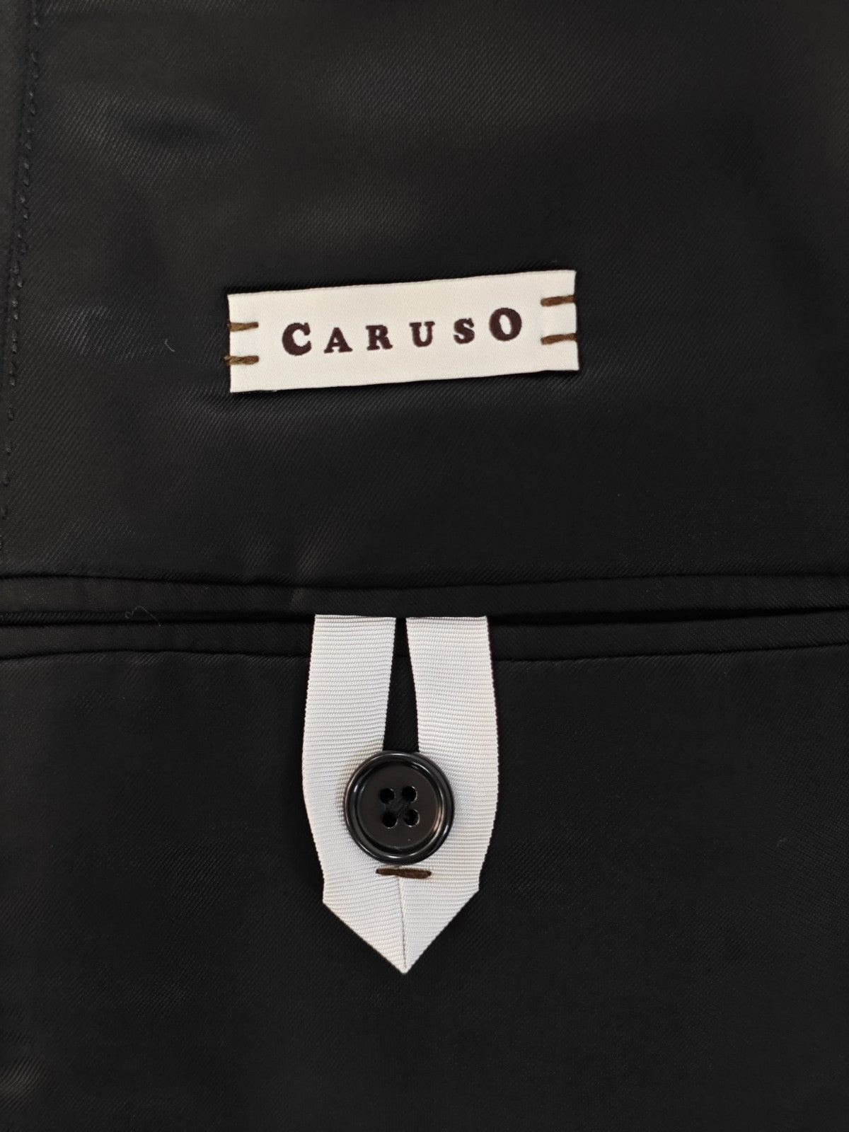 $2200 RAFFAELE CARUSO Black Suit LORO PIANA Tasmanian Wool 150's 46 US / 56 EU