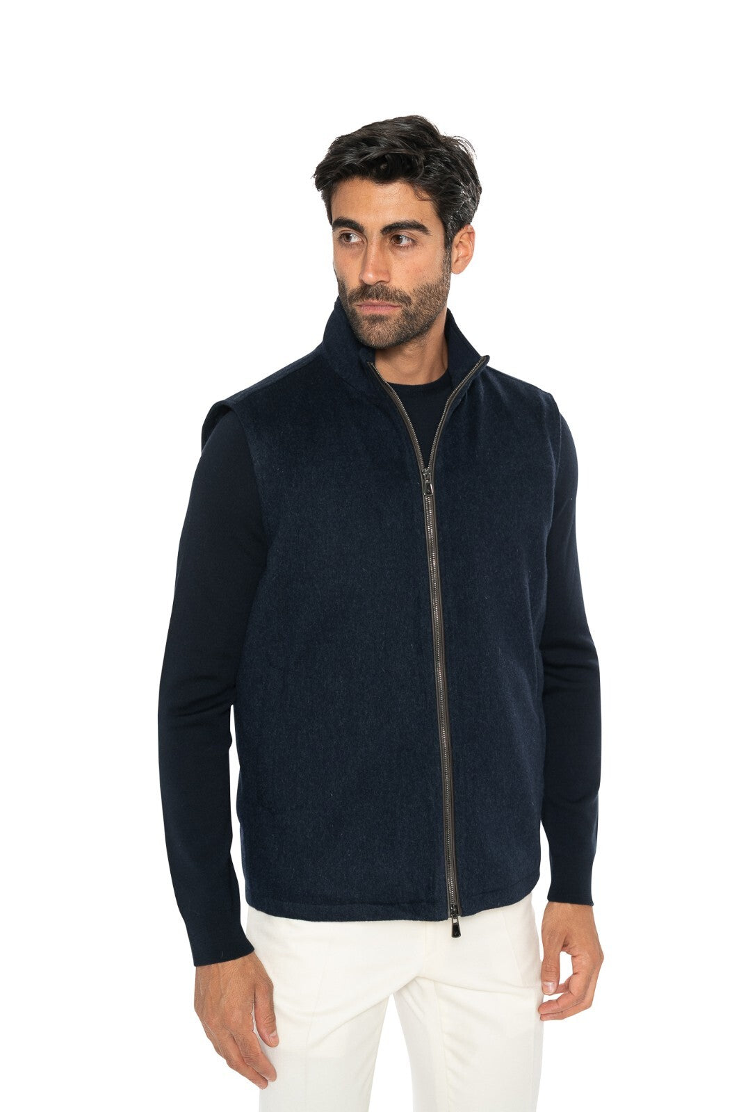 3900$ ISAIA NAPOLI Blue Navy Jacket Vest 100% Cashmere & Leather Details