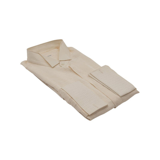 1400$ LUXURY MAROL BOLOGNA Smoking Shirt Ivory 100% COMO SILK Satin 15.5 - 39