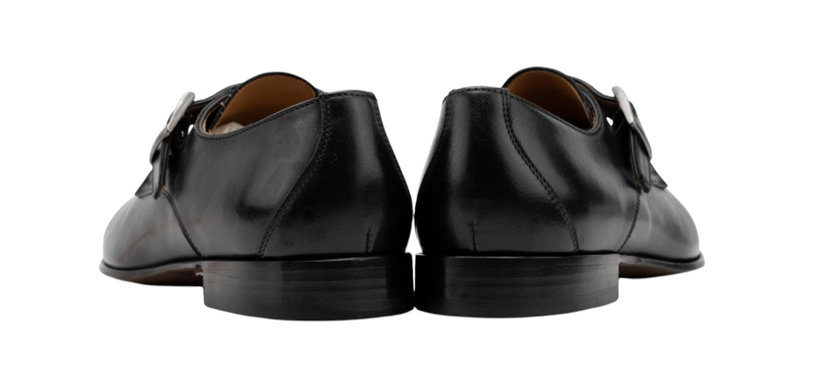 ISAIA NAPOLI Black Calfskin Leather Single Monk Strap Shoes 9 UK / 10 US / 43 IT