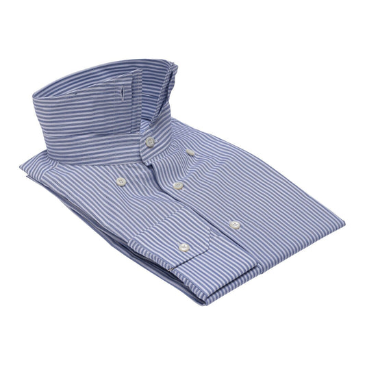 690$ LUXURY GERLIN Shirt Striped Light Blue T.Mason Cotton 3N ZILLI