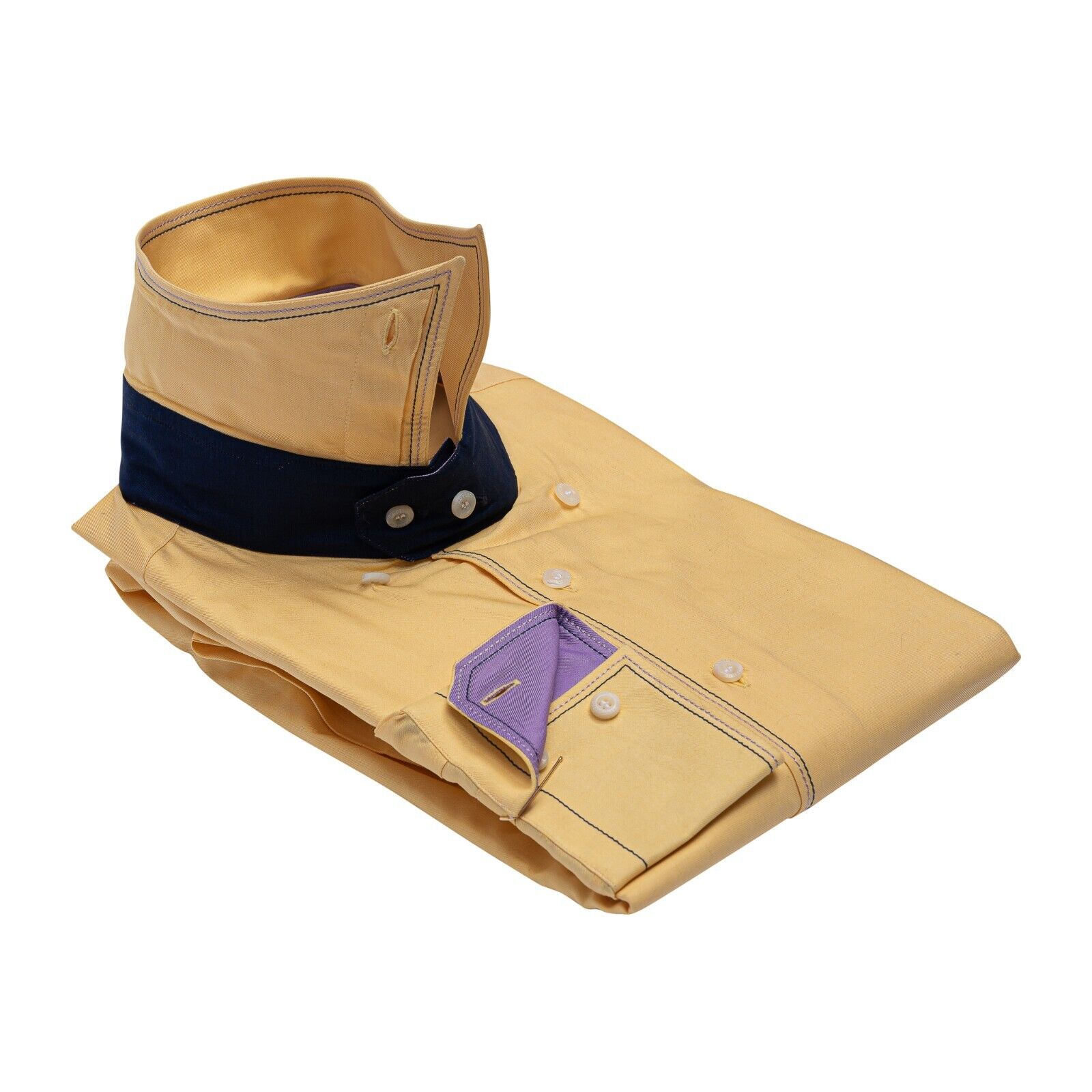 690$ LUXURY GERLIN Shirt Yellow ALUMO Cotton Point Collar 16-41 5S BIJAN