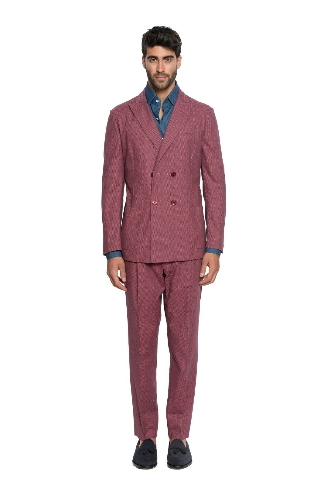 $2300 Belvest Purple Eggplant Double Breasted Sport Suit Cotton 40 US / 50 EU 8R