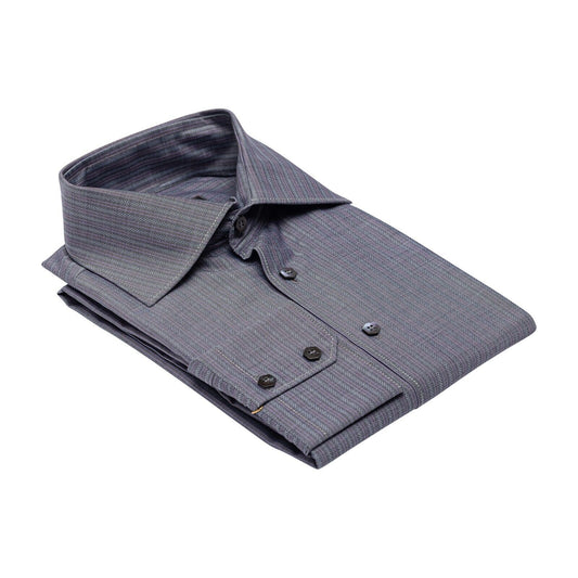 690$ ITALIAN LUXURY GERLIN Shirt Gray Striped Cotton 16 - 41 10F BIJAN