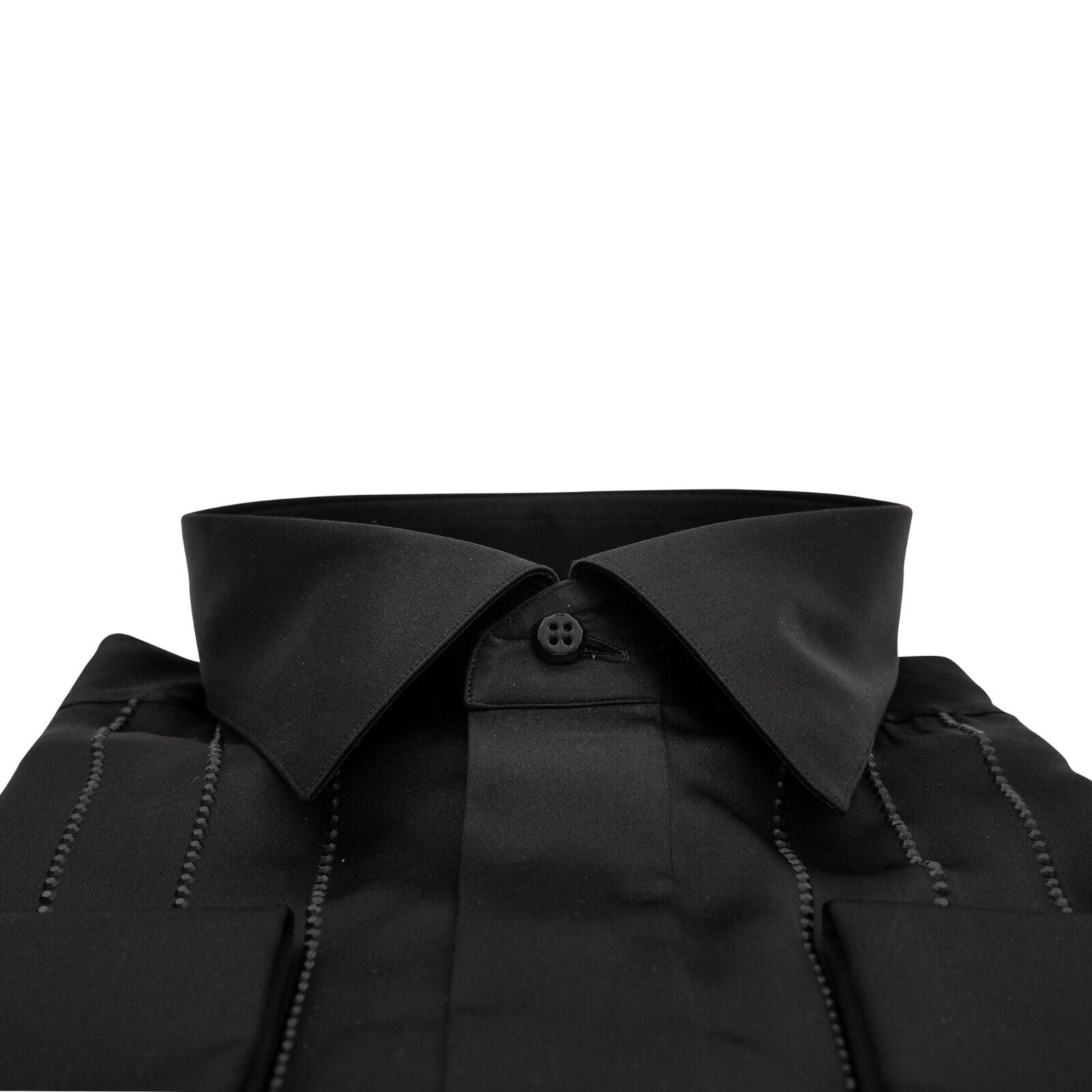1400$ LUXURY MAROL BOLOGNA Smoking Shirt Strass 100% COMO SILK Satin 16 - 41