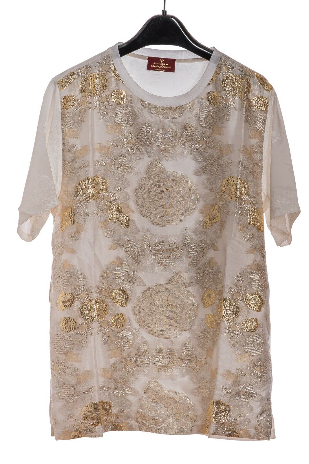 LUXURY 2900$ GERLIN T-Shirt REAL GOLD THREADS 24 karat 100% Silk ZILLI