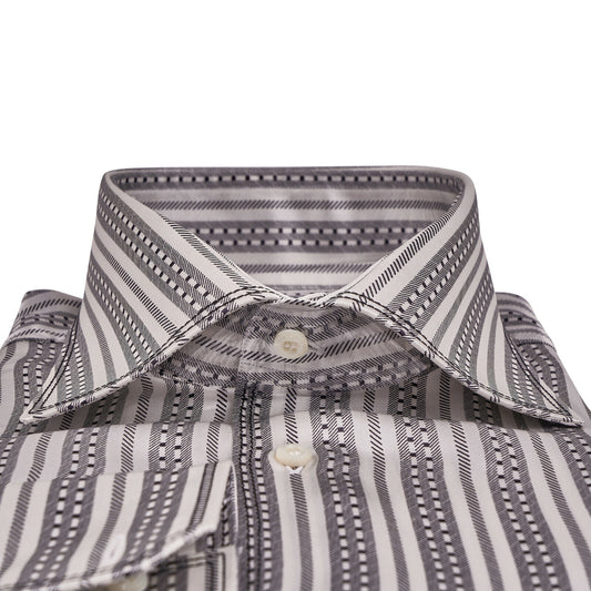 LUXURY 1400$ GERLIN Limited Edition Shirt Striped 100% Silk BIJAN