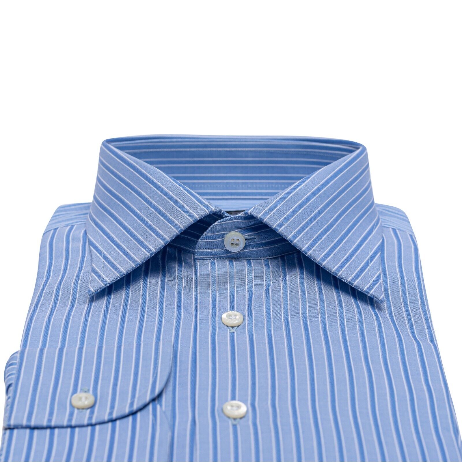 690$ ITALIAN LUXURY GERLIN Shirt Striped Blue Cotton 2AL ZILLI