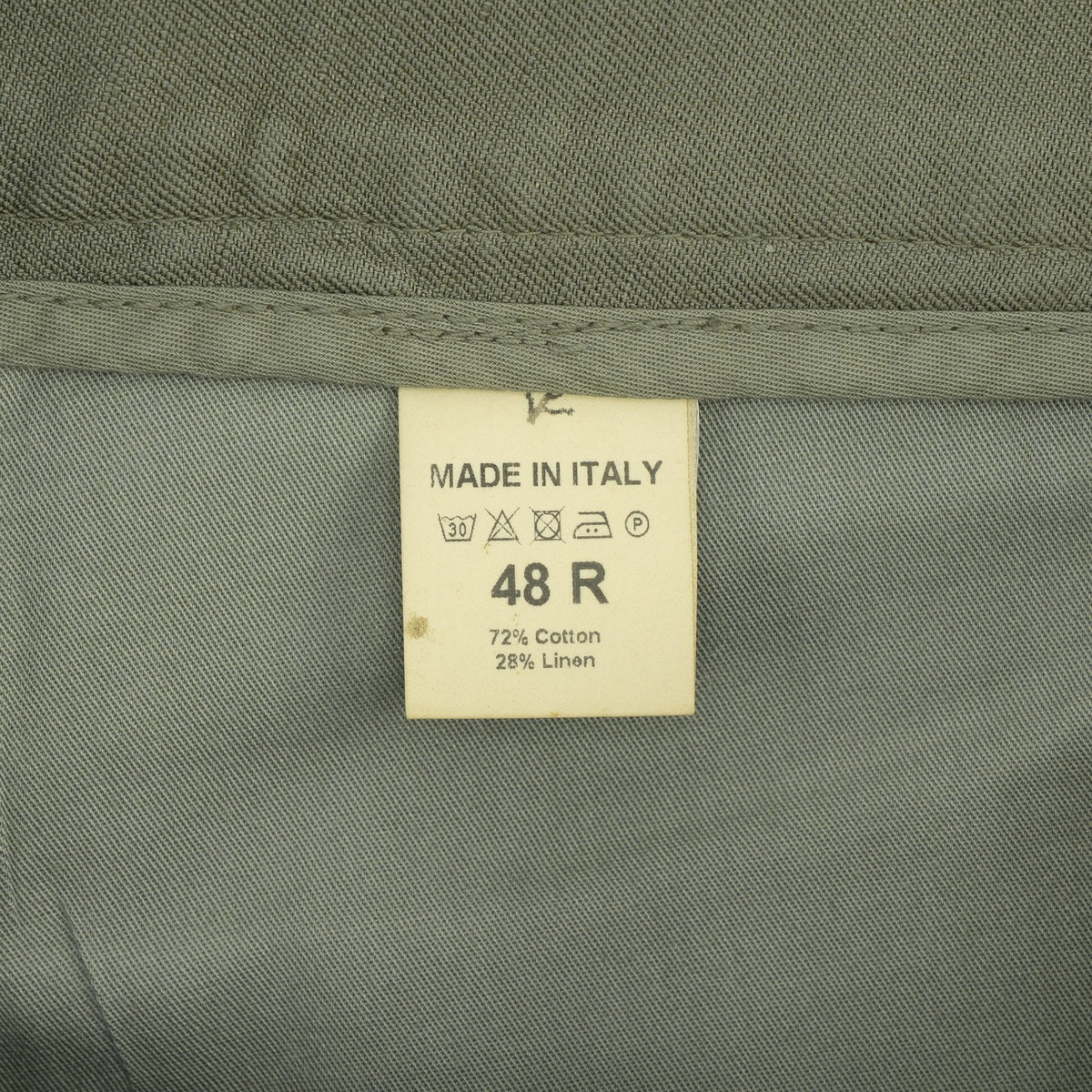 690$ ISAIA NAPOLI Olive Green 5 Pocket Trouser Pant Cotton Linen 32 US / 48 EU