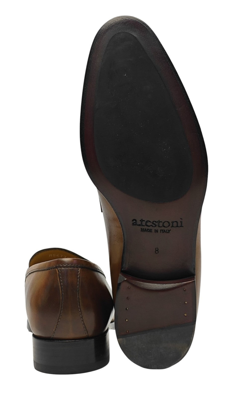 1250$ TESTONI Perforated Loafer Shoes Antique Calf Caramel 8 UK / 9 US / 42 IT